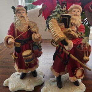 2 ornate "Old World Santa" or "Woodland Santa" figurines